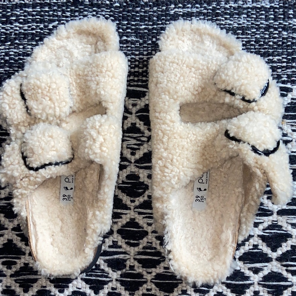 Papillio Cream Fuzzy Sandals